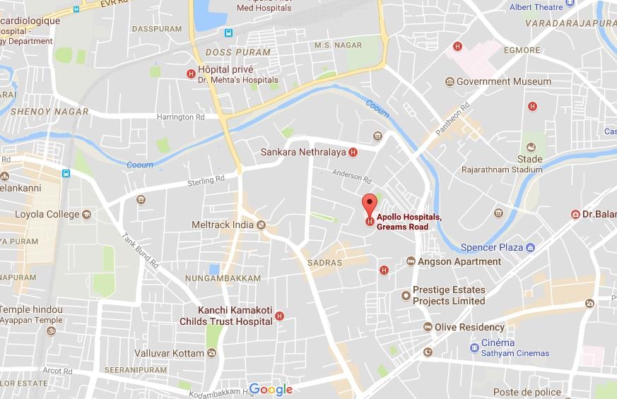 Аполон болница Ченай nungambakkam, който картата